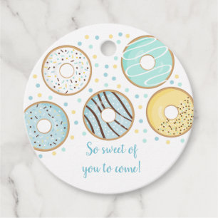 Cute Blue Donut Baby Sprinkle Favor Tags