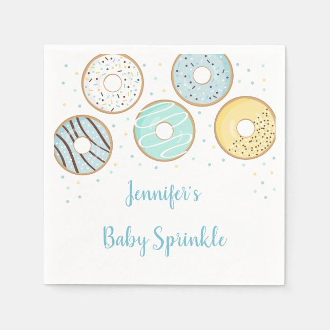 Cute Blue Donut Baby Sprinkle Napkins (Front)