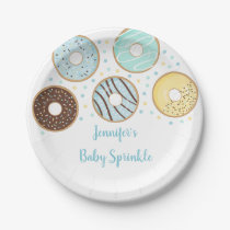 Cute Blue Donut Baby Sprinkle Paper Plates