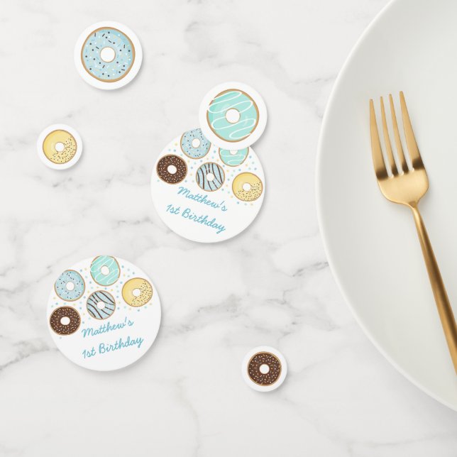 Cute Blue Donut Birthday Confetti (Group)