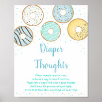 Cute Blue Donut Diaper Thoughts Game Poster