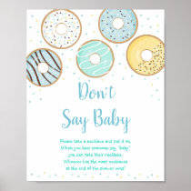 Cute Blue Donut Don't Say Baby Game Poster