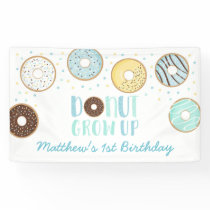 Cute Blue Donut Grow Up Birthday Banner