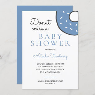 Cute Blue Donut Miss A Baby Shower Invitation