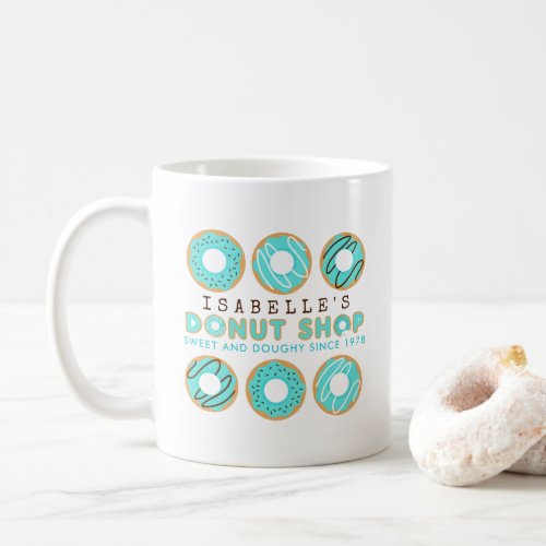 Cute Blue Donut Shop Coffee Mug