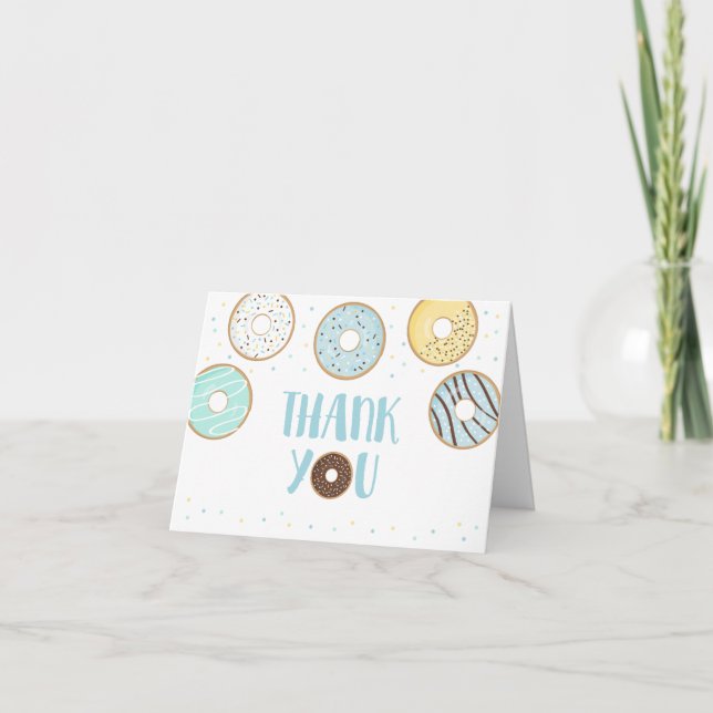 Cute Blue Donut Thank You Card (Front)