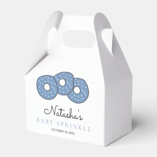 Cute Blue Donuts 2nd Baby Sprinkle Shower Favor Boxes (Front Side)