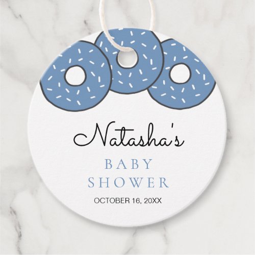 Cute Blue Donuts Baby Shower Favor Tags