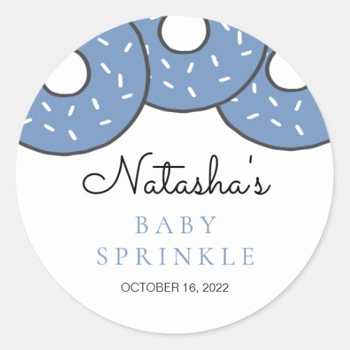 Cute Blue Donuts Baby Shower Sprinkle Classic Round Sticker