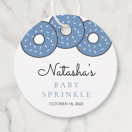 Cute Blue Donuts Baby Shower Sprinkle Favor Tags