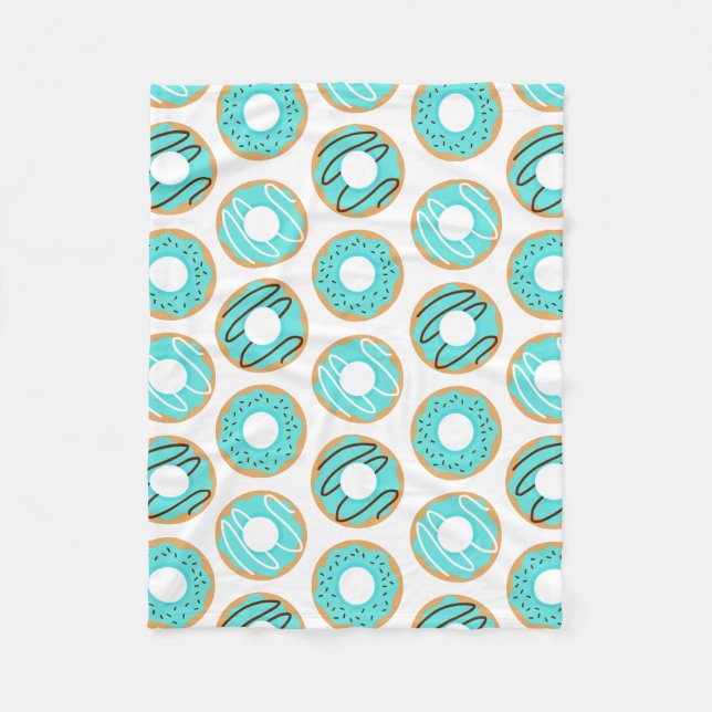 Cute Blue Donuts Pattern Fleece Blanket (Front)