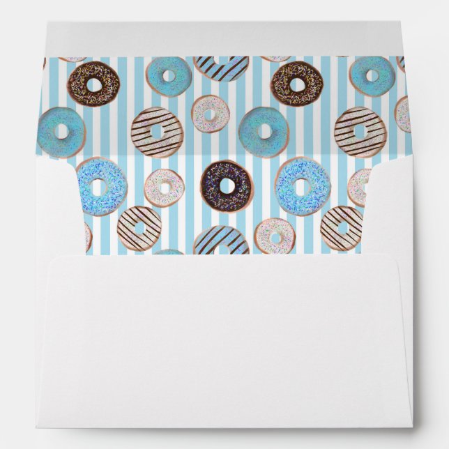 Cute blue donuts print inside custom back flap  envelope (Back (Bottom))