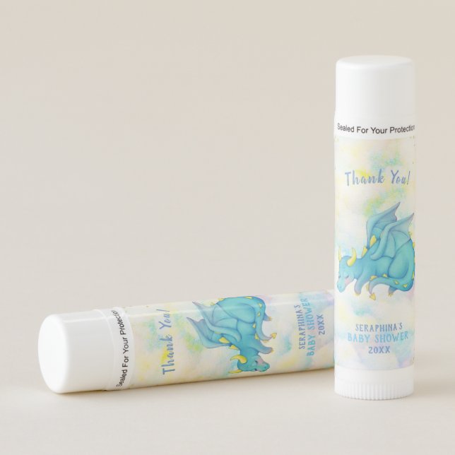 Cute Blue Dragon Baby Shower Favor Lip Balm (Front)