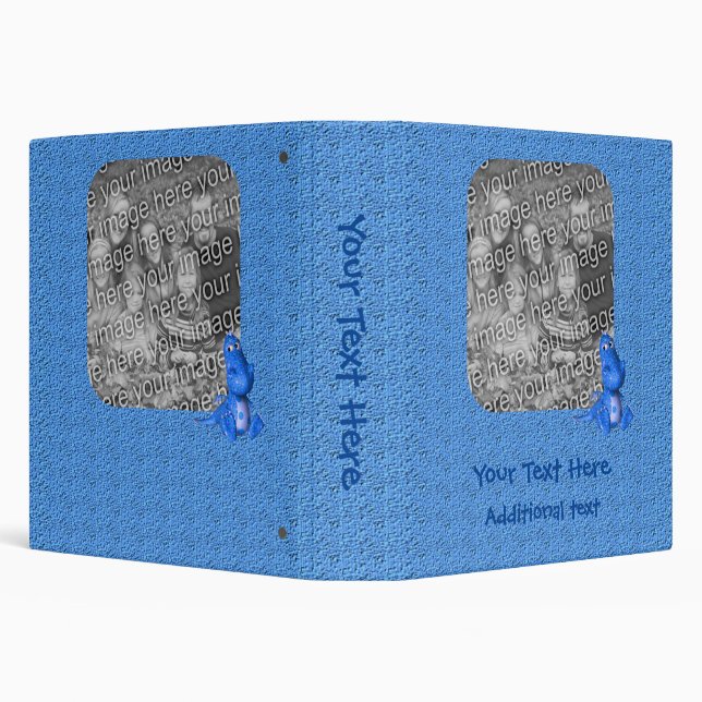Cute Blue Dragon Design Your Photo Personalized 3 Ring Binder (Background)