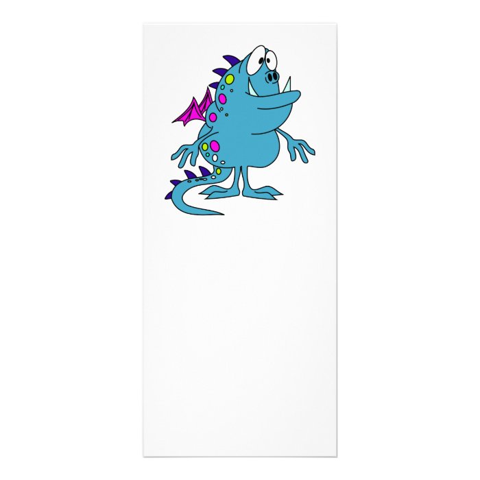 cute blue dragon monster creature full color rack card