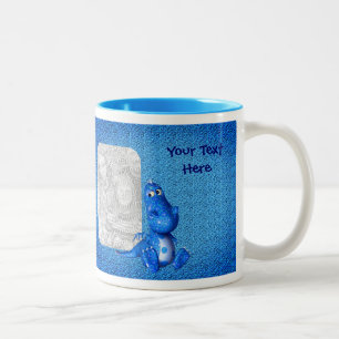 Cute Blue Dragon Personalized Photo Two-Tone Coffee Mug