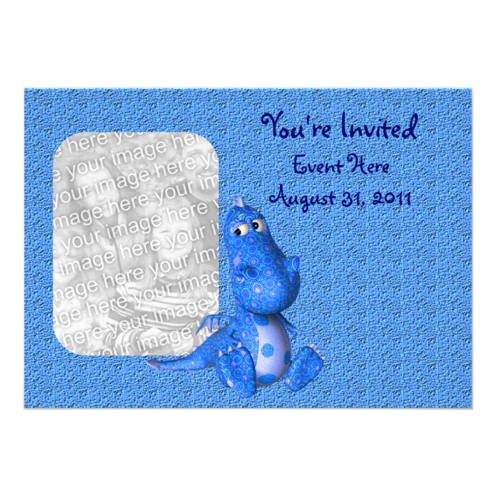 Cute Blue Dragon Photo Invitation