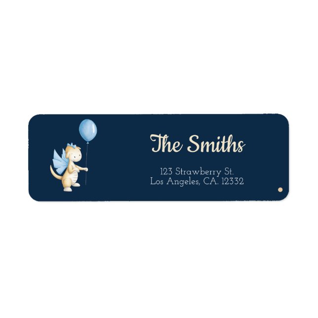 Cute Blue Dragon Return Address Label (Front)