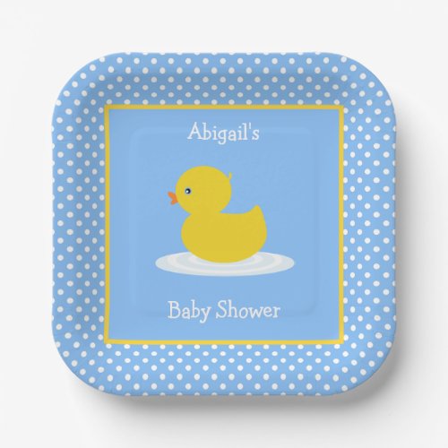 Cute Blue Duck Baby Shower  Paper Plate