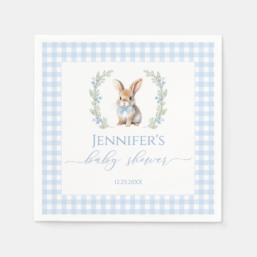 Cute blue Easter bunny baby boy shower Napkins