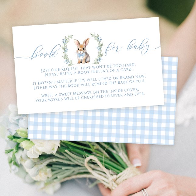 Cute blue Easter bunny book for baby shower Enclosure Card (Creator Uploaded)