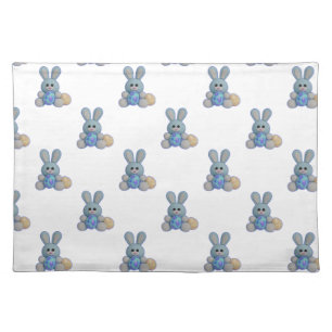 Cute Blue Easter Bunny Cloth Placemat
