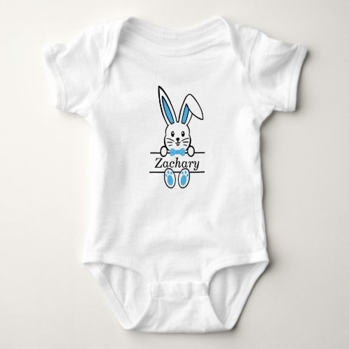 Cute Blue Easter Bunny personalized Boy Gifts Baby Bodysuit