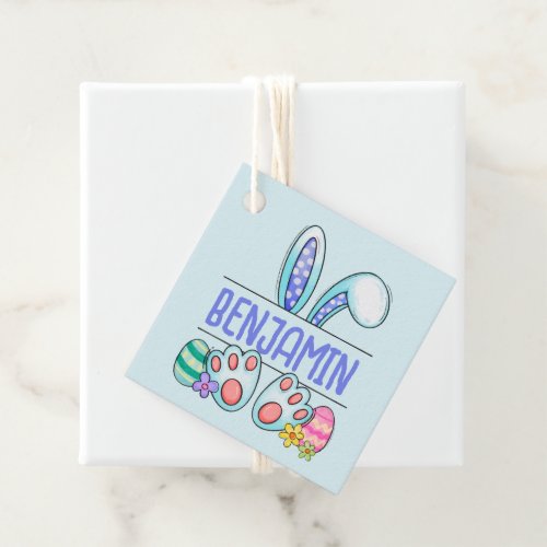 Cute Blue Easter Bunny Personalized Favor Tags