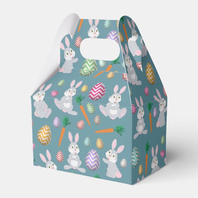 Cute Blue Easter Bunny Rabbit Pattern  Favor Boxes (Front Side)