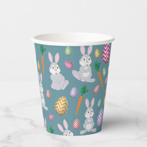 Cute Blue Easter Bunny Rabbit Pattern Paper Cups