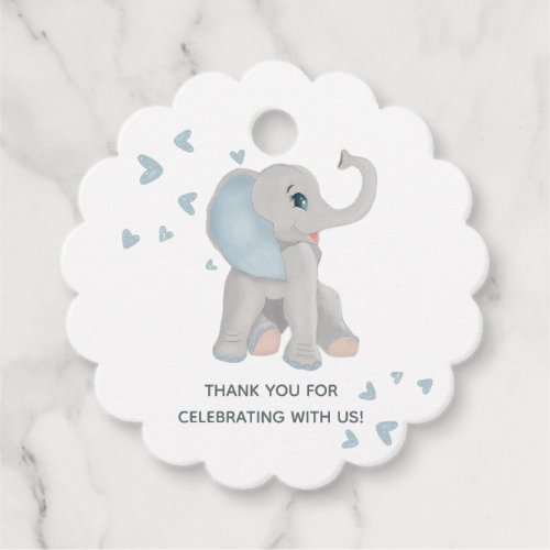 Cute Blue Elephant Baby Boy Baby Shower  Favor Tags