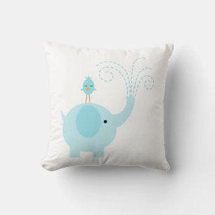 Cute Blue Elephant Baby Boy Nursery Throw Pillow