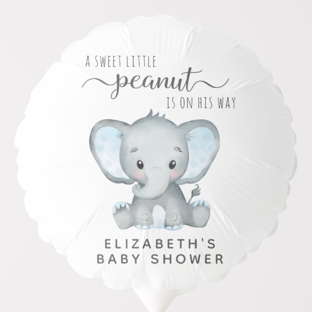 Cute Blue Elephant Baby Boy Shower Balloon (Front)