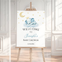 Cute Blue Elephant Baby Boy Shower Welcome
