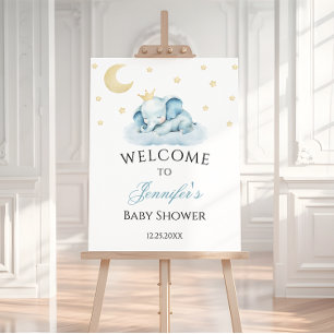 Cute Blue Elephant Baby Boy Shower Welcome Foam Board