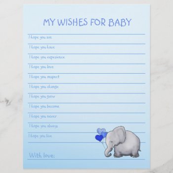 Cute Blue Elephant Baby Boy Shower Wishes For Baby by EleSil at Zazzle