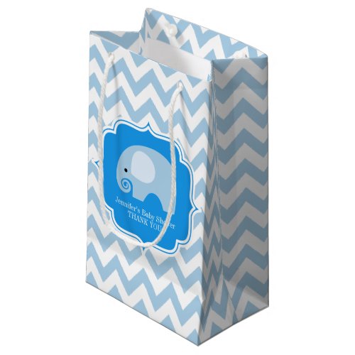 Cute Blue Elephant Baby Shower Boy Party Custom Small Gift Bag
