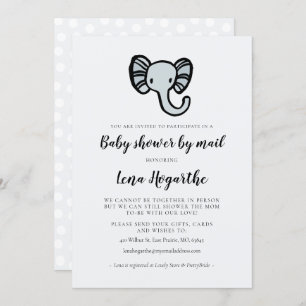 Cute blue elephant Baby Shower by mail Invitation