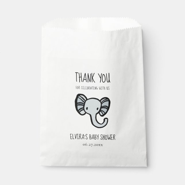 Cute blue elephant Baby shower Favor Bag (Front)