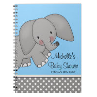 Cute Blue Elephant Baby Shower Guest Book