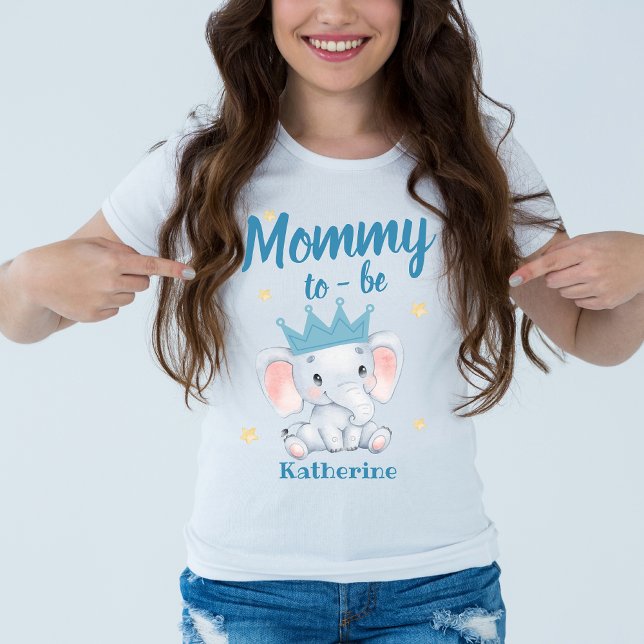 Cute blue elephant baby shower mommy to be Mother T-Shirt (Creator Uploaded)