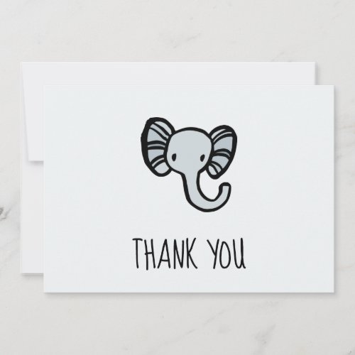 Cute blue Elephant Baby shower Thank You Card