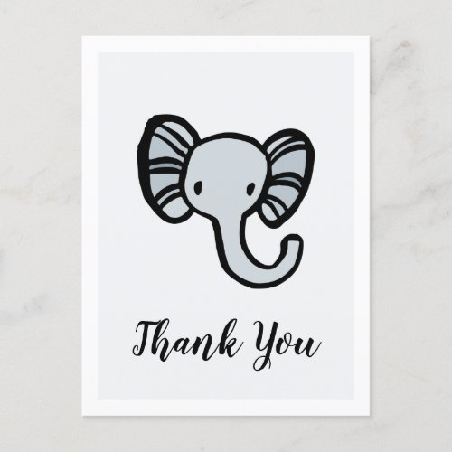 Cute blue elephant Baby shower Thank you Postcard