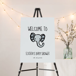 Cute blue elephant Baby shower welcome Foam Board