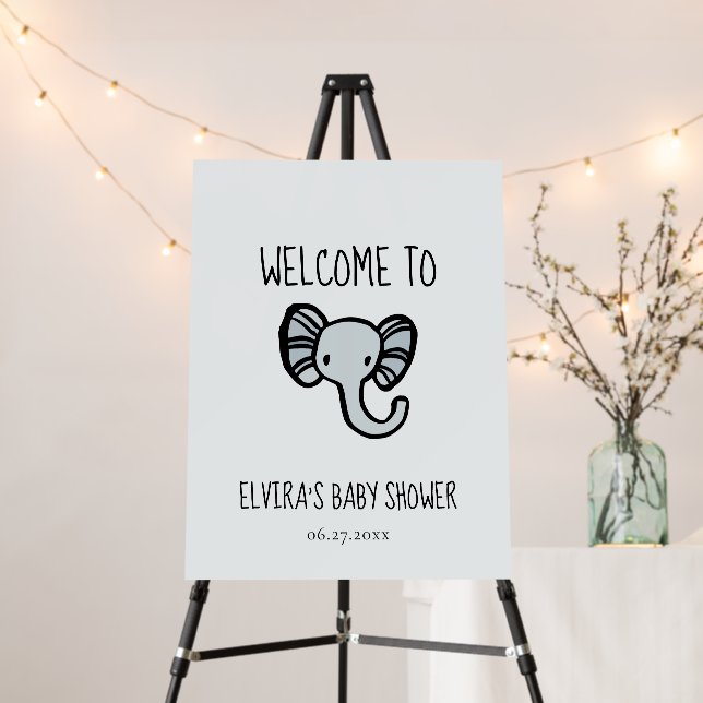 Cute blue elephant Baby shower welcome Foam Board (In Situ (Stand))
