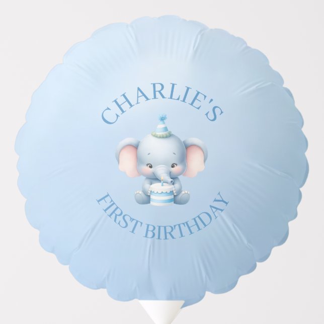 Cute Blue Elephant Birthday Party Balloon (Front)