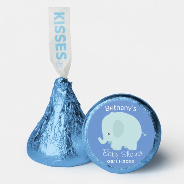 Cute Blue Elephant Boy Baby Shower Custom Hershey®'s Kisses® (Front)