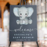 Cute Blue Elephant Boy Baby Shower Welcome Sign
