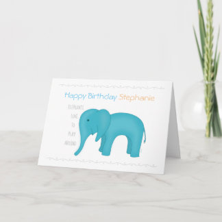 Cute Blue Elephant Card