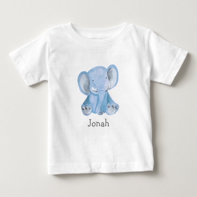 Cute Blue Elephant Design Baby Shirt 